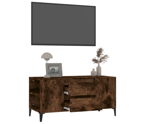 Mueble de TV madera contrachapada roble ahumado 102x44,5x50 cm