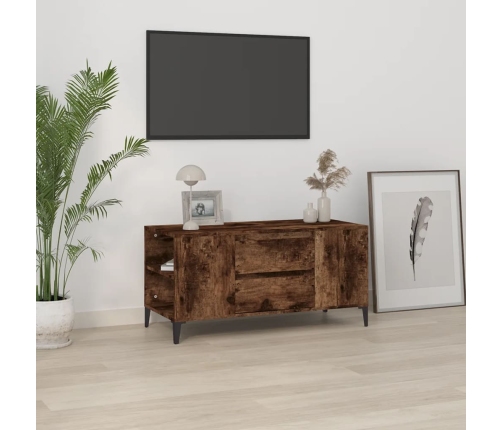 Mueble de TV madera contrachapada roble ahumado 102x44,5x50 cm