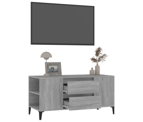 vidaXL Mueble de TV madera contrachapada gris Sonoma 102x44,5x50 cm