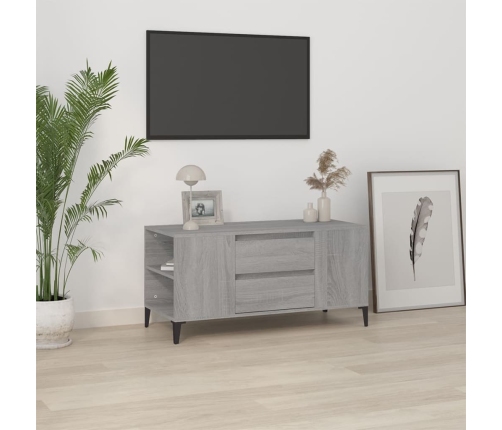 vidaXL Mueble de TV madera contrachapada gris Sonoma 102x44,5x50 cm