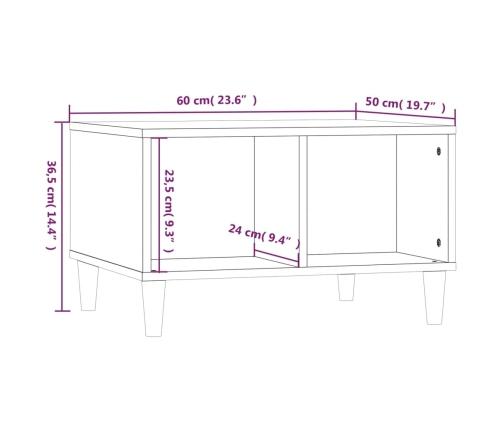 Mesa de centro madera contrachapada blanco 60x50x36,5 cm