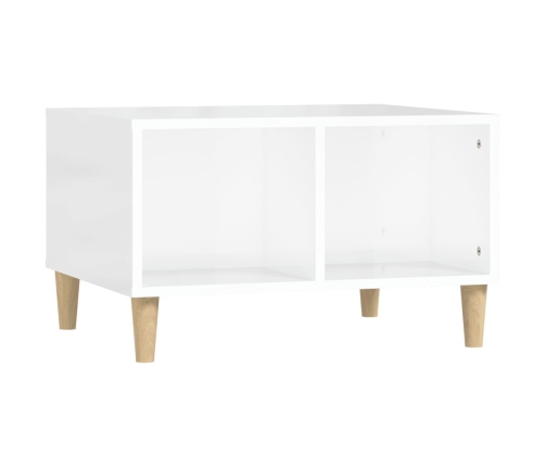 Mesa de centro madera contrachapada blanco brillo 60x50x36,5 cm