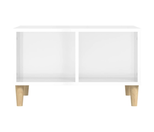 Mesa de centro madera contrachapada blanco brillo 60x50x36,5 cm