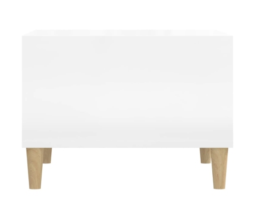 Mesa de centro madera contrachapada blanco brillo 60x50x36,5 cm