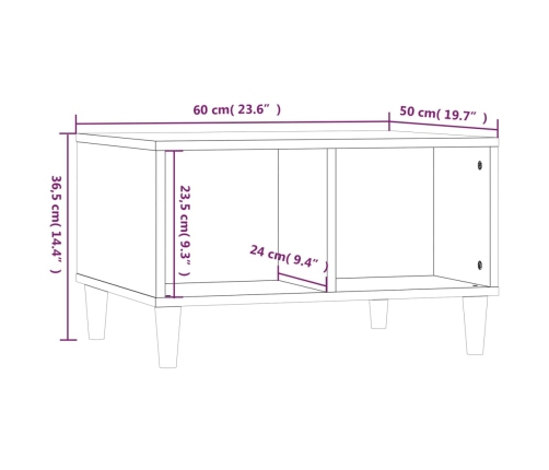 vidaXL Mesa de centro madera contrachapada gris Sonoma 60x50x36,5 cm