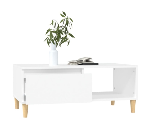 Mesa de centro madera contrachapada blanco 90x50x36,5 cm