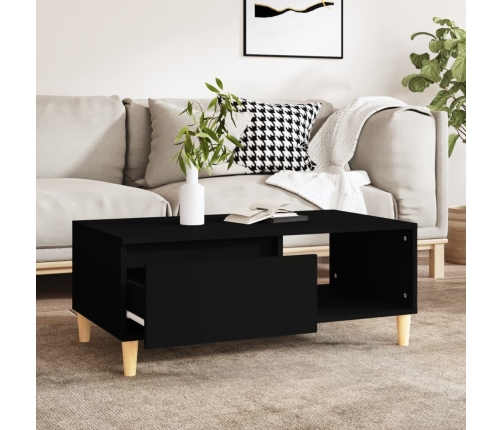 Mesa de centro madera contrachapada negro 90x50x36,5 cm