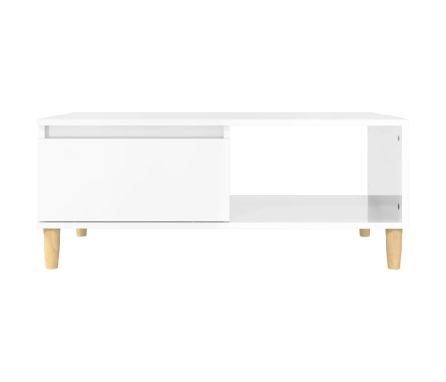 Mesa de centro madera contrachapada blanco brillo 90x50x36,5 cm