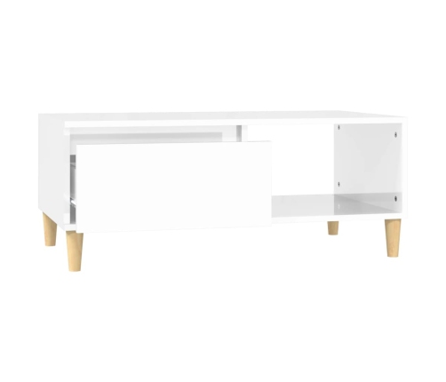 Mesa de centro madera contrachapada blanco brillo 90x50x36,5 cm