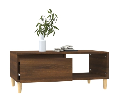 Mesa de centro madera contrachapada marrón roble 90x50x36,5 cm