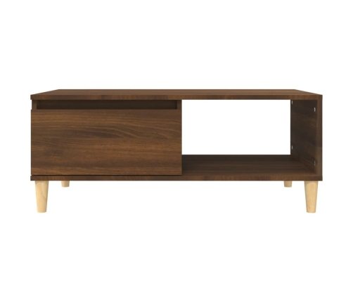 Mesa de centro madera contrachapada marrón roble 90x50x36,5 cm