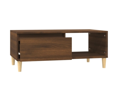 Mesa de centro madera contrachapada marrón roble 90x50x36,5 cm