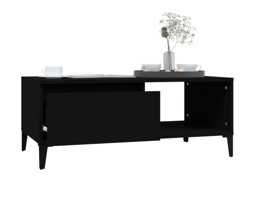 Mesa de centro madera contrachapada negro 90x50x36,5 cm