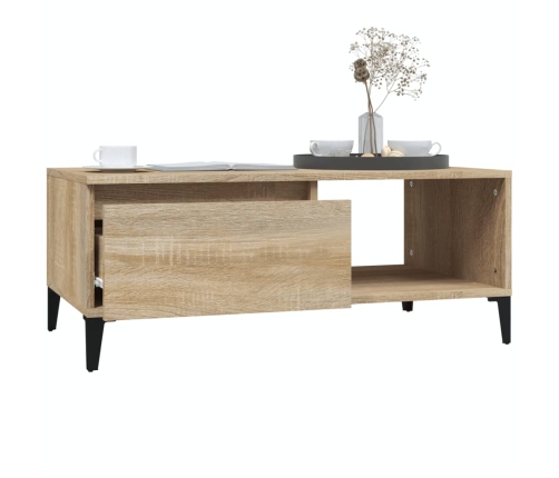 vidaXL Mesa de centro madera contrachapada roble Sonoma 90x50x36,5 cm