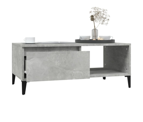 Mesa de centro madera contrachapada gris hormigón 90x50x36,5 cm