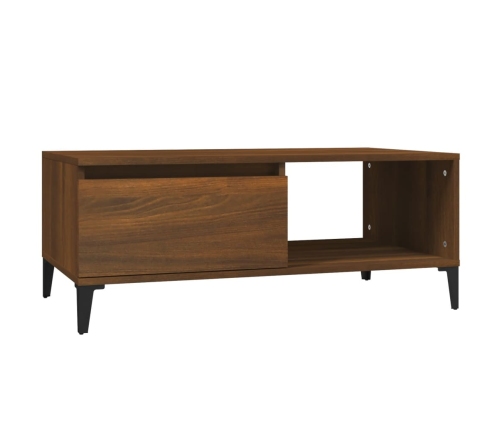 Mesa de centro madera contrachapada marrón roble 90x50x36,5 cm