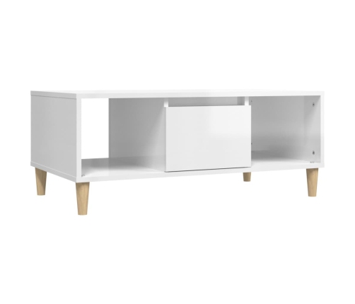 Mesa de centro madera contrachapada blanco brillo 90x50x36,5 cm