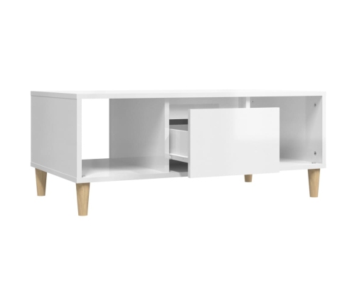 Mesa de centro madera contrachapada blanco brillo 90x50x36,5 cm