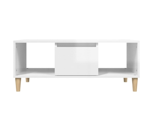 Mesa de centro madera contrachapada blanco brillo 90x50x36,5 cm