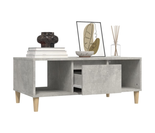 Mesa de centro madera contrachapada gris hormigón 90x50x36,5 cm