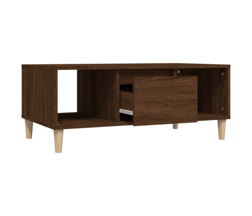 Mesa de centro madera contrachapada marrón roble 90x50x36,5 cm