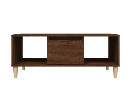 Mesa de centro madera contrachapada marrón roble 90x50x36,5 cm