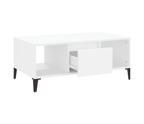 Mesa de centro madera contrachapada blanco 90x50x36,5 cm