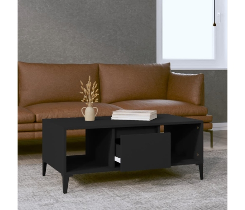 Mesa de centro madera contrachapada negro 90x50x36,5 cm