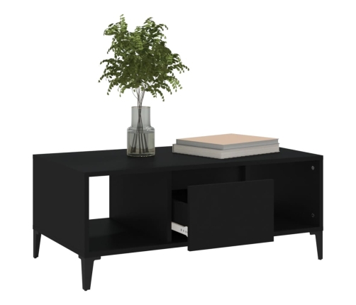 Mesa de centro madera contrachapada negro 90x50x36,5 cm