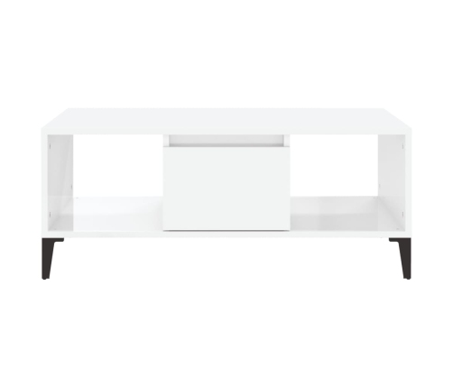 Mesa de centro madera contrachapada blanco brillo 90x50x36,5 cm