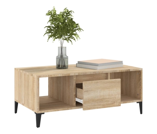 Mesa de centro madera contrachapada roble Sonoma 90x50x36,5 cm