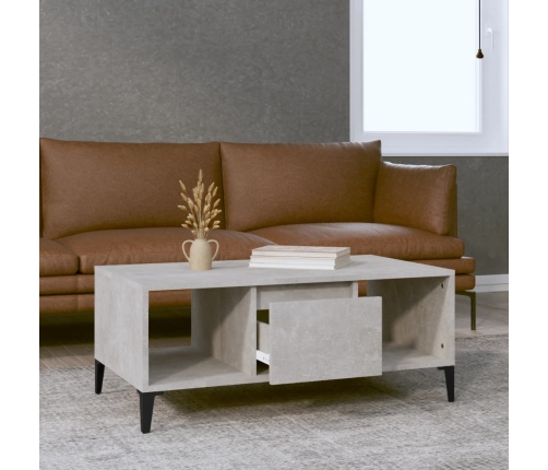 Mesa de centro madera contrachapada gris hormigón 90x50x36,5 cm