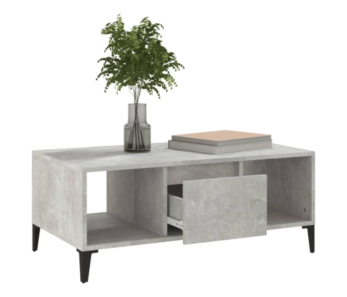 Mesa de centro madera contrachapada gris hormigón 90x50x36,5 cm