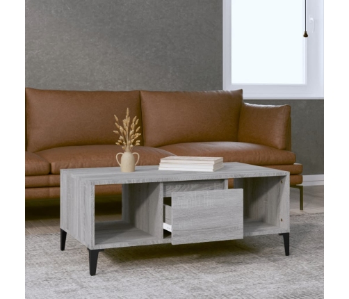 vidaXL Mesa de centro madera contrachapada gris Sonoma 90x50x36,5 cm