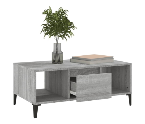 vidaXL Mesa de centro madera contrachapada gris Sonoma 90x50x36,5 cm