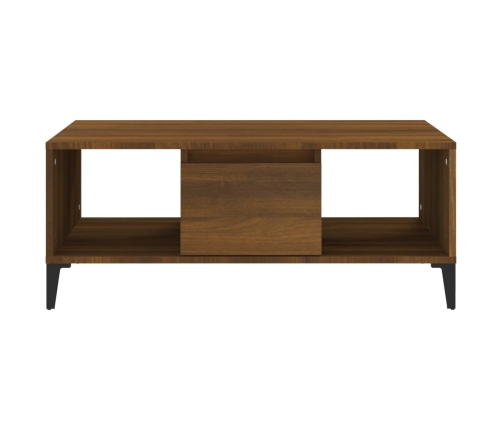 Mesa de centro madera contrachapada marrón roble 90x50x36,5 cm