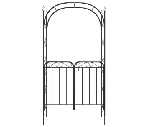 Arco de jardín con puerta acero negro 108x45x235 cm