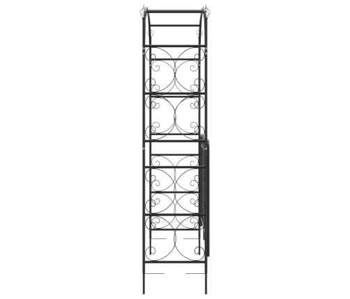 Arco de jardín con puerta acero negro 108x45x235 cm