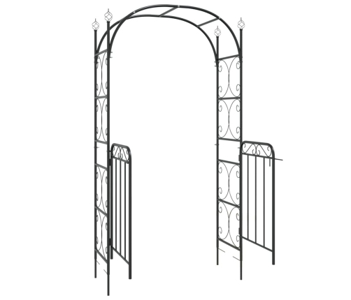 Arco de jardín con puerta acero negro 108x45x235 cm