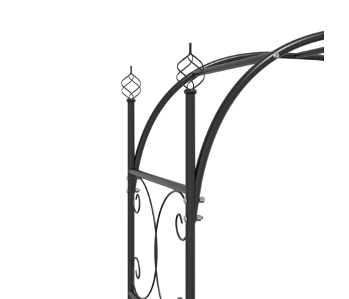 Arco de jardín con puerta acero negro 108x45x235 cm