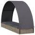 vidaXL Tumbona con toldo redondo ratán sintético gris 211x57x140 cm