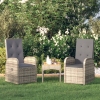 Sillones de jardín reclinables con cojines 2 uds ratán PE gris