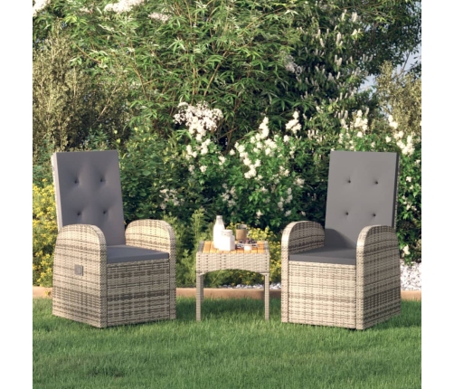 Sillones de jardín reclinables con cojines 2 uds ratán PE gris