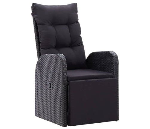 vidaXL Sillones de jardín reclinables con cojines 2 uds ratán PE negro