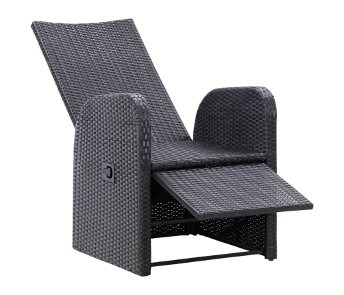 vidaXL Sillones de jardín reclinables con cojines 2 uds ratán PE negro