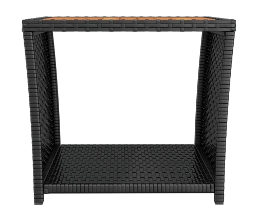 vidaXL Mesa de centro ratán negro y superficie madera maciza acacia