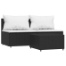 Set de muebles de jardín 3 pzas y cojines ratán sintético negro