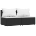 Set de muebles de jardín 3 pzas y cojines ratán sintético negro