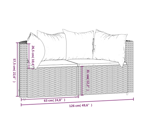 Sofás esquina jardín con cojines 2 uds ratán sintético marrón