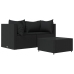 Set de muebles de jardín 3 pzas y cojines ratán sintético negro